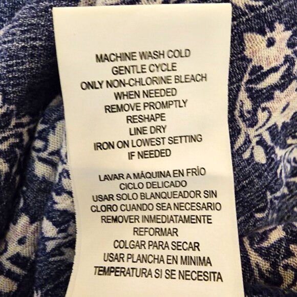 Mason & Belle Blue Floral Blouse L – Boho Button Front Peasant Top Rayon - Picture 9 of 9